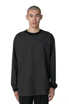 Футболка с длинным рукавом из плотного хлопка с каймой [Snow Peak] древесный уголь