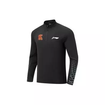 Футболка с длинным рукавом Li Ning CBA Series Li Ni Elite Series 23-24 Shenzhen Marco Polo Team, однотонная, с принтом, мужские футболки, черные ATLT149-1 M