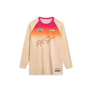Футболка с длинным рукавом Li Ning Cba All-Star Training с принтом в виде букв, круглым вырезом, мужская, цвет молочный-чай-желтый ATLT069-2 L
