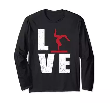 Футболка с длинным рукавом Love Gymnastics Design на бревне чёрный