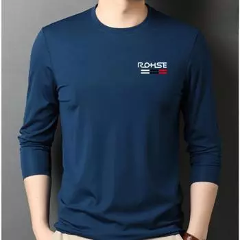 Футболка с длинным рукавом, мужская футболка с круглым вырезом, весенне-осенняя одежда, повседневные мужские брюки среднего возраста M