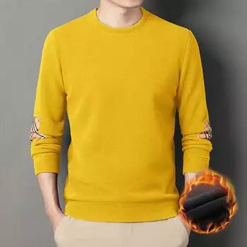 Футболка с длинным рукавом, мужская зимняя новинка, молодежный корейский комплект с круглым вырезом, свитер M