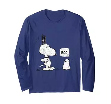 Футболка с длинным рукавом Peanuts Halloween Ghost Terror Snoopy синий