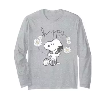 Футболка с длинным рукавом PEANUTS Snoopy Happy Surrounded Daisies серый