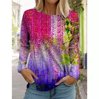 Футболка с длинным рукавом с 3D-принтом, топы для женщин 5XL