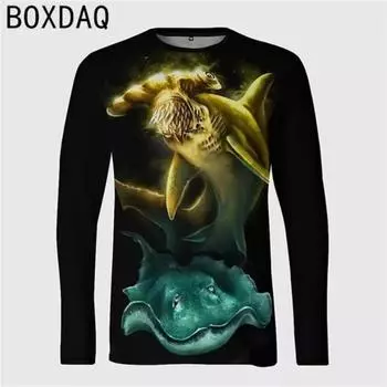Футболка с длинным рукавом с 3D-принтом в виде скорпиона для мужчин в стиле ретро, повседневный топ с круглым вырезом, мужская одежда S