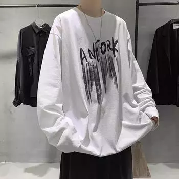 Футболка с длинным рукавом с индивидуальным принтом для мальчиков, трендовая внутренняя часть базовой рубашки бренда в Гонконге, свободный топ M