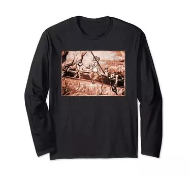 Футболка с длинным рукавом с изображением кота, бигля, собаки, ленивца, ламы, динозавра, обеда, небоскреба чёрный