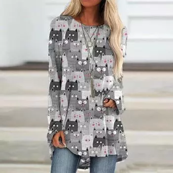 Футболка с длинным рукавом, свободная версия большого топа, осенне-зимняя мода, повседневная одежда, женская с длинным рукавом S