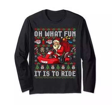 Футболка с длинным рукавом Ugly Christmas Go Kart Christmas Gift чёрный