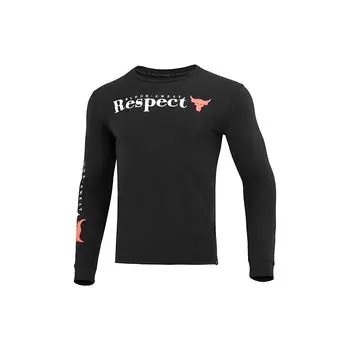 Футболка с длинным рукавом Under Armour с круглым вырезом и буквенным принтом, мужские топы, черные 1373761-001 XL