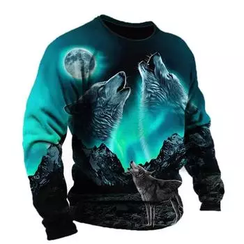 Футболка с длинным рукавом в стиле ретро для мужчин с принтом животных, одежда с рисунком животных S белый