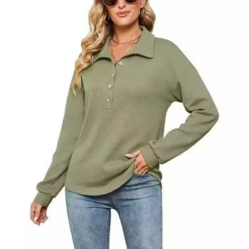 Футболка с длинным рукавом вафельного плетения, повседневная рубашка, осенне-зимний топ с завязками на талии S чёрный