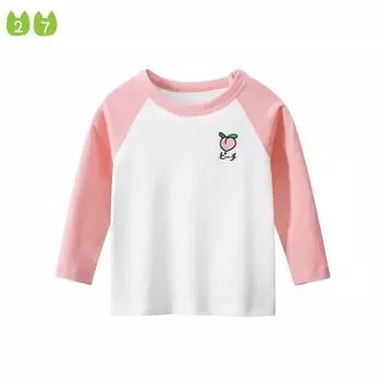 Футболка с длинными рукавами для девочек с героями мультфильмов, осенняя детская нижняя рубашка 90cm красный