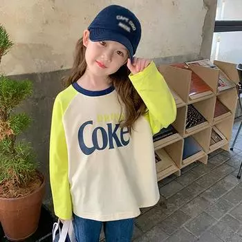 Футболка с длинными рукавами для маленьких девочек, повседневная футболка, весна и осень 13