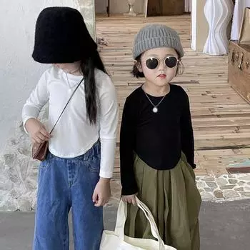 Футболка с длинными рукавами для маленьких девочек, повседневная футболка, весна и осень 13 белый