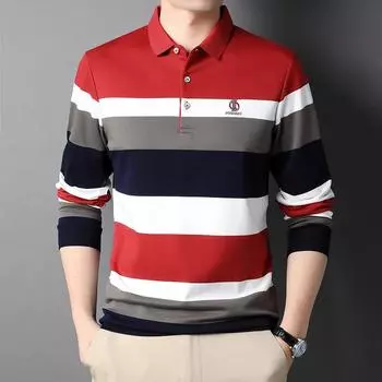 Футболка с длинными рукавами для мужчин среднего возраста, весенне-осенняя рубашка поло с длинными рукавами и вышивкой, модная осенняя верхняя одежда T M