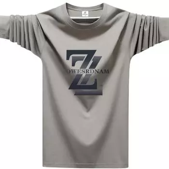 Футболка с длинными рукавами для весны и осени, мужская футболка из чистого хлопка с круглым вырезом, свободная, большого размера, мужская осенняя футболка, нижняя одежда S белый