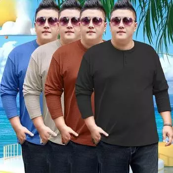 Футболка с длинными рукавами для весны и осени, мужская, однотонная, повседневная, с воротником-стойкой, осенняя одежда для полных 150 кг 8XL чёрный