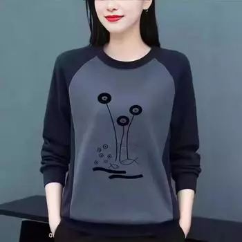 Футболка с длинными рукавами для женщин на осень и зиму, новый свободный костюм для мам, большой размер, базовая рубашка с тряпичными плечами, топ M