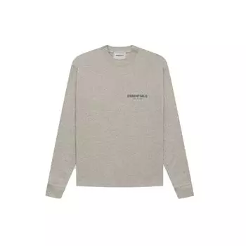 Футболка с длинными рукавами Fear of God Essentials Дышащие однотонные топы унисекс с круглым вырезом Темно-вереск-овсянка FOG-FW21-190 XXL