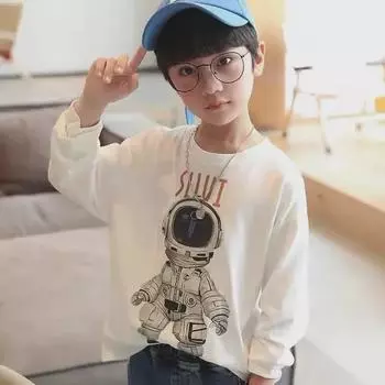 Футболка с длинными рукавами и принтом астронавта для мальчиков, весна и осень 120 cm