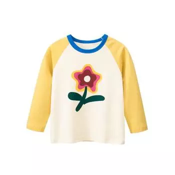 Футболка с длинными рукавами и принтом для девочек, осень 2024 г. 140cm