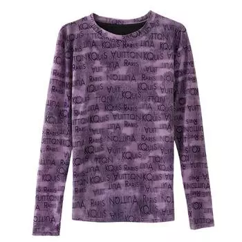 Футболка с длинными рукавами и сетчатым принтом из флокированной ткани для женщин, новый стиль, облегающий топ-футболка L