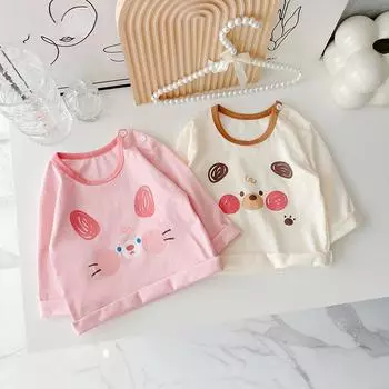 Футболка с длинными рукавами из чистого хлопка для девочек, нижняя одежда для мальчиков, осенняя одежда, детские осенние пижамные топы 80cm