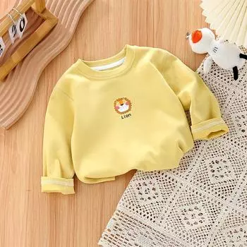 Футболка с длинными рукавами из чистого хлопка, весенне-осенняя белая осенняя одежда для мальчиков и девочек, топы, нижняя рубашка для ребенка 1 года, осенняя одежда для малышей 80cm