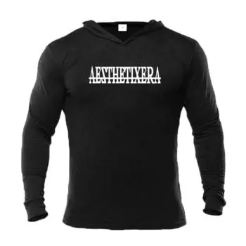 Футболка с длинными рукавами Muscleguys для фитнеса, спорта и тренировок, новая молодежная трендовая нижняя рубашка, весенне-осенние топы, мужское тонкое пальто M чёрный