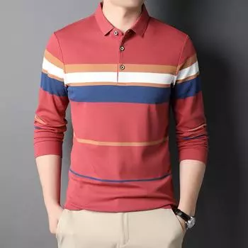 Футболка с длинными рукавами, мужская модная новая повседневная верхняя одежда с воротником-поло, весенняя мода, индивидуальная рубашка-поло для молодых и средних лет M