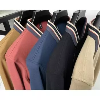 Футболка с длинными рукавами, мужская рубашка-поло с лацканами, цвет мужского верха весны и осени, мужская одежда среднего возраста, тенденция внешней торговли, свобода M