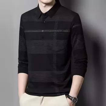 Футболка с длинными рукавами, мужская рубашка поло, топ с тонкими карманами, весенне-осенний низ, новая рубашка для заботы, мужская футболка для папы M