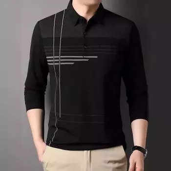 Футболка с длинными рукавами, мужская рубашка поло, топ с тонкими карманами, весенне-осенний низ, новая рубашка для заботы, мужская футболка для папы M