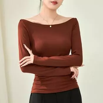 Футболка с длинными рукавами «Pure Desire» от Early Autumn, сексуальная, тонкая, однотонная, на одно плечо S белый