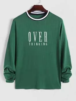 Футболка с длинными рукавами с принтом «ZAFUL OVER THINKING» S зелёный/глубокий