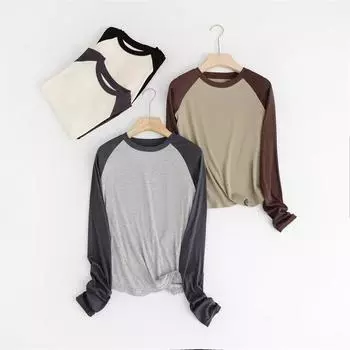 Футболка с длинными рукавами женская летняя осенняя свободная весна-осень нижний слой домашняя одежда для сна XL чёрный