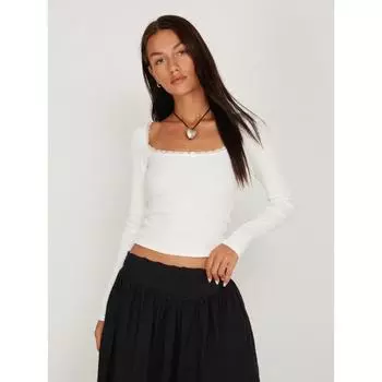 Футболка с длинными рукавами, женская тонкая кружевная рубашка с U-образным вырезом и низом S абрикосовый