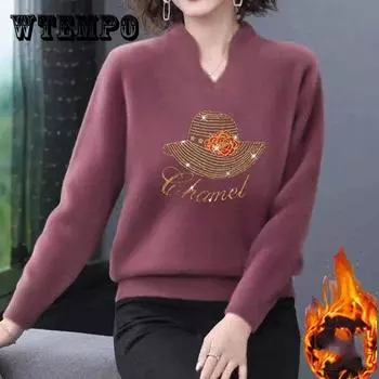 Футболка с длинными рукавами, женские осенние и зимние модели, бархатная нижняя рубашка, двусторонняя немецкая бархатная одежда для мам, универсальная XXXXXL