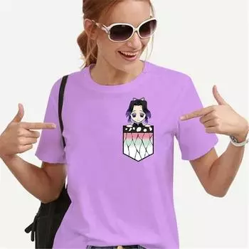 Футболка с героями мультфильмов и аниме с карманами и принтом, женские футболки для подростков, одежда унисекс, винтажная уличная одежда, повседневная модная уличная одежда XS