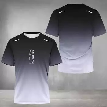 Футболка с градиентным принтом для модных мужчин, летние дышащие топы с короткими рукавами, уличная спортивная футболка для бега, фитнеса, свободные футболки с круглым вырезом XL