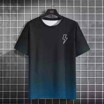 Футболка с градиентным принтом для мужчин, летняя модная футболка с круглым вырезом и коротким рукавом, повседневная мужская толстовка свободного покроя, повседневная уличная одежда, топы S