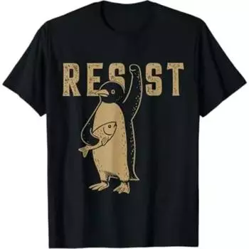 Футболка с графическим дизайном «Сопротивление активизму пингвинов» S чёрный