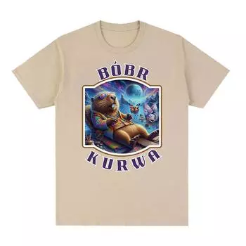 Футболка с графическим принтом Bbr Kurwa, мужская крутая модная футболка высокого качества в стиле ретро, повседневная футболка большого размера из 100% хлопка, топы унисекс S чёрный