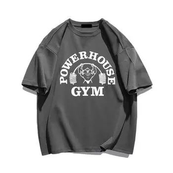 Футболка с графическим принтом для фитнес-зала, мужская и женская, с коротким рукавом, модная летняя винтажная футболка с круглым вырезом, свободного размера, хлопковая уличная футболка S