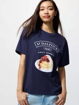 Футболка с графическим принтом еды Uniqlo с коротким рукавом B 68 BLUE/WOMEN S