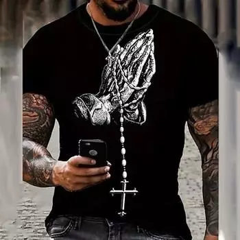 Футболка с графическим принтом Faith Daily Retro Vintage 3D Print, мужская уличная футболка, спортивная, для отдыха, на природе, для выхода в свет S синий