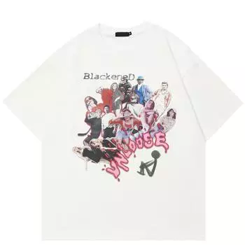 Футболка с графическим принтом Fashionista Streetwear, хлопковая футболка, унисекс, топы, футболки, футболка с короткими рукавами M белый