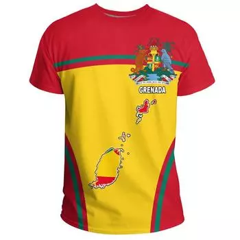 Футболка с графическим принтом флага Гренады для мужчин, футболка с 3D-печатью герба, спортивная одежда, повседневные футболки с круглым вырезом и короткими рукавами XXS